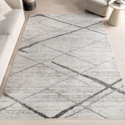 Thigpen Gray Abstract Square Easy Care Area Rug