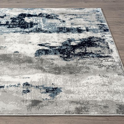 Ivory and Gray Abstract Rectangular Area Rug