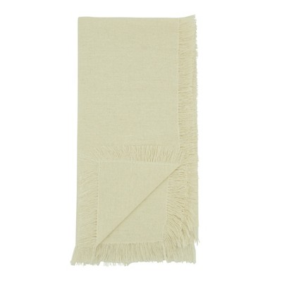 Ivory Cotton Fringed Table Napkins, Set of 4