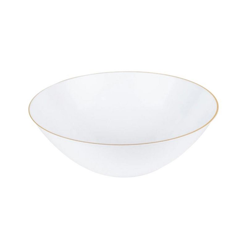 Smarty Had A Party 6 oz. White with Gold Rim Organic Round Disposable Plastic Dessert Bowls (120 Bowls), 1 of 3