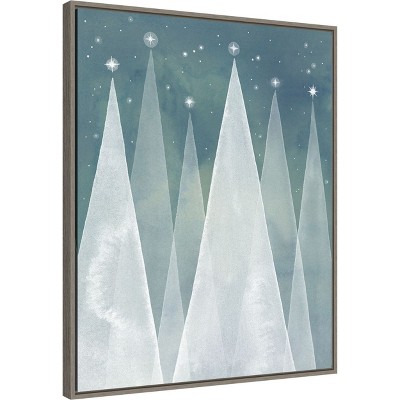 Grace Popp Modern Evergreen Trees Canvas Print in Float Frame