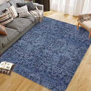 GustoWave Modern Machine Washable Area Rug, Floor Carpet for Living Room, Blue - 1 of 4