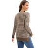 INSPIRE CHIC Women's Striped Side Slits Knit Crew Neck Long Sleeve Pullover Casual Tops - 4 of 4