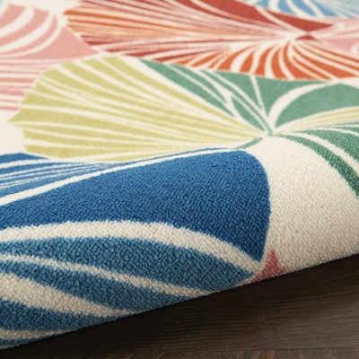 Multicolor Tropical Leaf Pattern Outdoor Area Rug