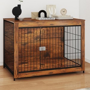 XBRIGH 27/32/38/43in Wooden Dog Crate Furniture with Lock, Indoor Decorative End Table Dog Kennel for Small/Medium Dogs - 1 of 4