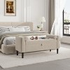 Storage Ottoman Bench, Entryway Shoe Bench, Upholstered End-of-Bed Storage Chest, Storage Stool with Rolled Armrests & Wood Legs for Hallway - 3 of 4