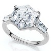Pompeii3 Certified 3 1/2Ct Hexagon Diamond Engagement Ring 14k Gold or Platinum Lab Created - 3 of 4