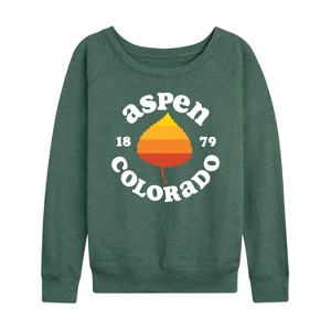 Women's - Instant Message - Aspen Colorado 1879 Lightweight French Terry Wide Neck Long Sleeve Graphic Shirt - 1 of 4