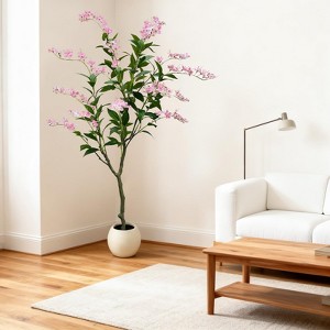 Indoor Artificial Trees for Home Decor, Outdoor Pink Fake Flowers, Fake Plants, Bonsai Tree, Model Trees, Faux Tree - 1 of 4