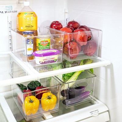 Large Clear Plastic Stackable Storage Bins with Handles, 4 Pack