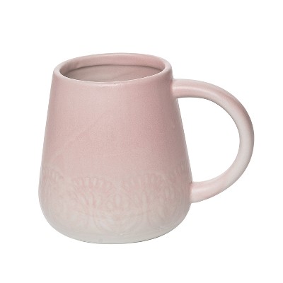 Transpac Dolomite 5.5 in. Pink Everyday Debossed Lace Mug
