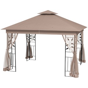 Outsunny Outdoor Patio Gazebo Canopy with 2-Tier Polyester Roof, Mesh Netting - 1 of 4