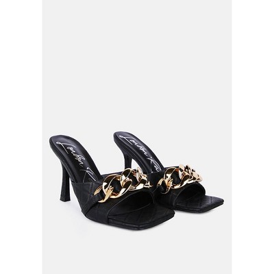 Mermaid Quilted Metallic Chain Embellished Women Sandals