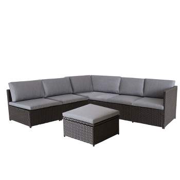 Northlight 4-Piece Savannah Resin Wicker Outdoor Patio Modular Sectional Set with Cushions