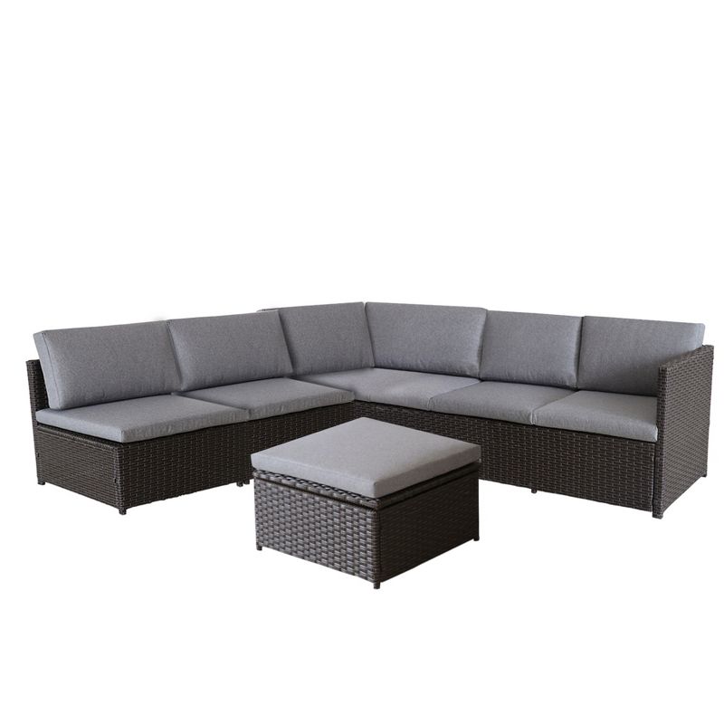 Northlight 4-Piece Savannah Resin Wicker Outdoor Patio Modular Sectional Set with Cushions, 1 of 9