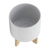 Okak Modern Ceramic Plant Pot with Wooden Stand Elevated Flower Planter for Herbs, Vegetables, Fruits, Indoor&Outdoor, 2 Pack&1 Pack,10 Options - 4 of 4