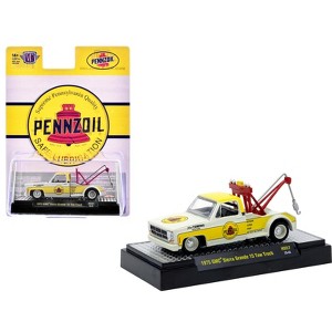 975 GMC Sierra Grande 15 Tow Truck "Pennzoil" Off White and Yellow Limited Edition 1/64 Diecast Model Car by M2 Machines - 1 of 3