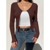 Coolmee Women's Crop Top Open Front Long Sleeve Rib Knit Shrug Sweaters Cardigan - 3 of 4