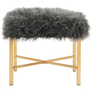 Horace Faux Lamb X-Square Bench - FOX6267 - Grey - Safavieh Couture - 1 of 4