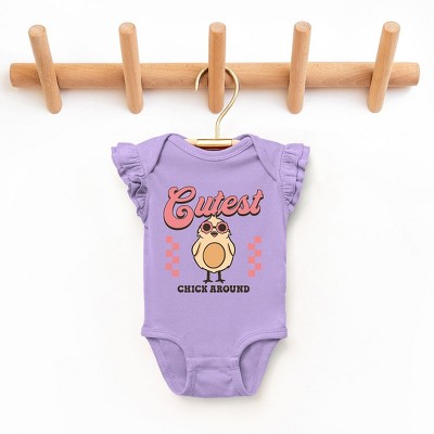 The Juniper Shop Cutest Chick Around Baby Flutter Sleeve Bodysuit