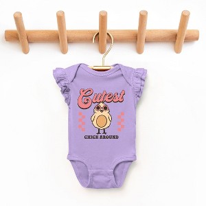 The Juniper Shop Cutest Chick Around Baby Flutter Sleeve Bodysuit - 1 of 2