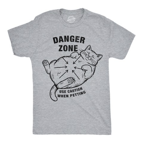 Мужские футболки Crazy Dog T-Shirts, Inc. Mens Funny T Shirts Danger Zone Use Caution When Petting Sarcastic Cat Tee For Men - Crazy Dog Men's T Shirt For Cat Lovers Light Grey XL