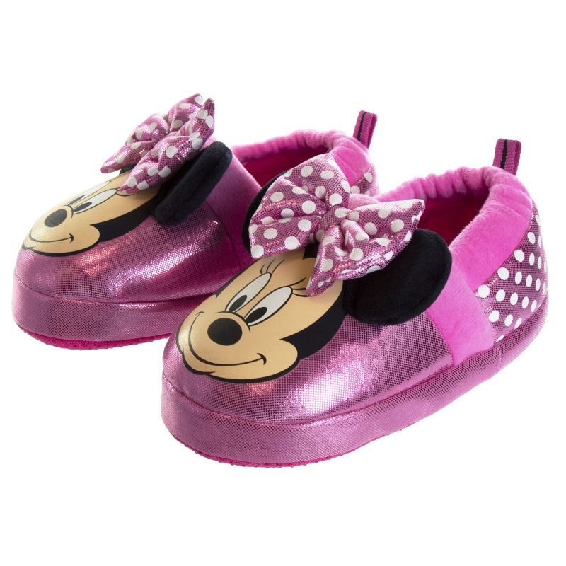 Disney Kids Girl's Minnie Mouse Slippers - Plush Lightweight Warm Comfort Soft Aline House Slippers - Pink Bow Minnie (size 5-12 Toddler/Little Kid), 2 of 9