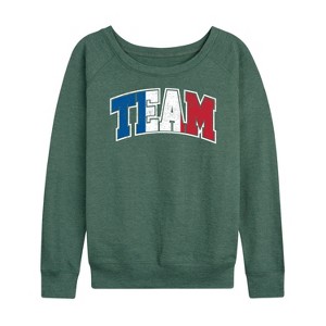 Women's - Instant Message - Team France Lightweight French Terry Wide Neck Long Sleeve Graphic Shirt - 1 of 4