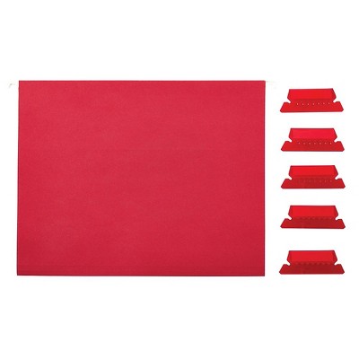 Staples Hanging File Folders 5-Tab Letter Size Red 25/Box (163535)