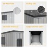 SEVOBAL Pet Crates and Houses Slanted Roof Pet House Two Entry Doors Rain Protection Simple Setup for Indoor Outdoor Use, Gray, 24.65"*21.5"*22.21" - 4 of 4