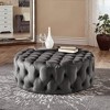 Beekman Place Velvet Button Tufted Round Cocktail Ottoman - Inspire Q - image 2 of 4