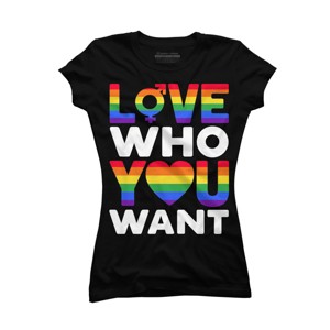 Adult Design By Humans Pride Love Who You WantBy BiTee T-Shirt - 1 of 2