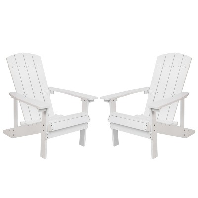 Merrick Lane Set of 2 Adirondack Patio Chairs With Vertical Lattice Back And Weather Resistant Frame