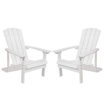 Merrick Lane Set of 2 Adirondack Patio Chairs With Vertical Lattice Back And Weather Resistant Frame
