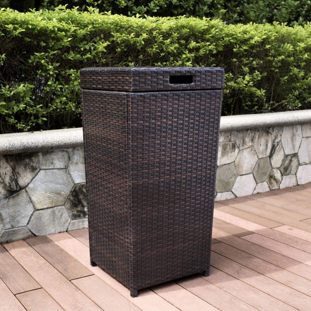 Photos - Waste Bin Crosley 22gal Palm Harbor Outdoor Trash Can Brown - : UV-Resistant with Lid, Patio Receptacle 