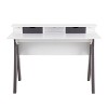 Vynxaria Contemporary Desk - Grey & White Wood, Raised Shelf, 2 Pull-out Drawers, 100 lbs Weight Limit - 2 of 4