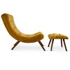 Jupiter 33.5" High Back Wide Upholstered Performance Velvet Lounge Chair Chaise and Ottoman Foot Rest Set-Maison Boucle - 2 of 4