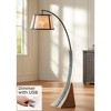 Franklin Iron Works Rustic Farmhouse Arc Floor Lamp with USB Charging Port 66 1/2" Tall Dark Gray Natural Mica Blond Drum Shade for Living Room Office - 2 of 4