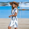 Women's Navy & White Palm Leaf Dolman Sleeve Mini Cover-Up - Cupshe - 3 of 4