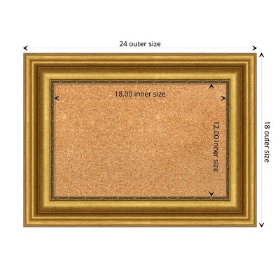 Parlor Gold Framed Natural Cork Bulletin Board 24x18