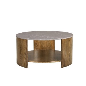 NicBex Modern 36" Round Coffee Table with Fixed Lower Shelf and Curved Pedestal for Living Room and Bedroom - 1 of 4