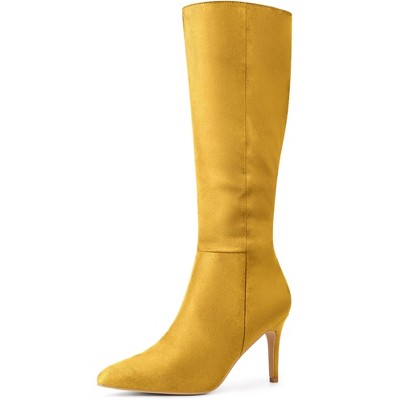 Perphy Women's Pointed Toe Side Zip Stiletto Heel Knee High Boots