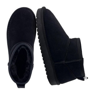 CUSHIONAIRE Hip-3 Genuine Suede Leather Ankle Boots for Women – Pull On Cozy Faux Fur Boots Womens Shoes with Comfortable Memory Foam - 1 of 4