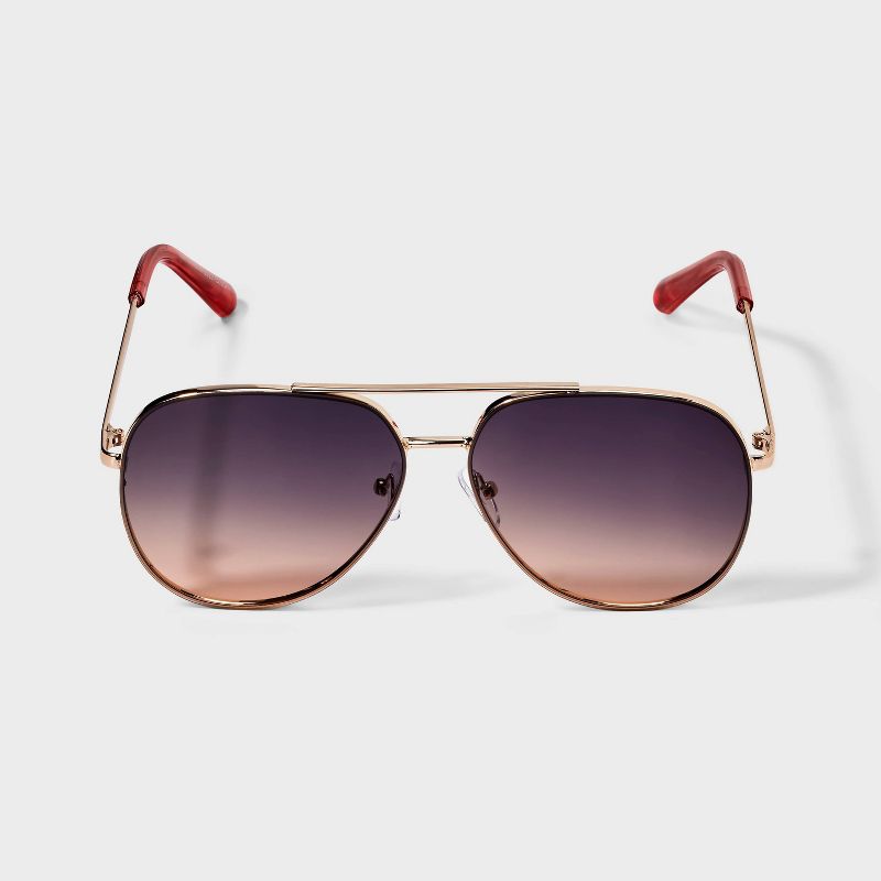 Women's Metal Gradient Aviator Sunglasses - A New Day™ Brown