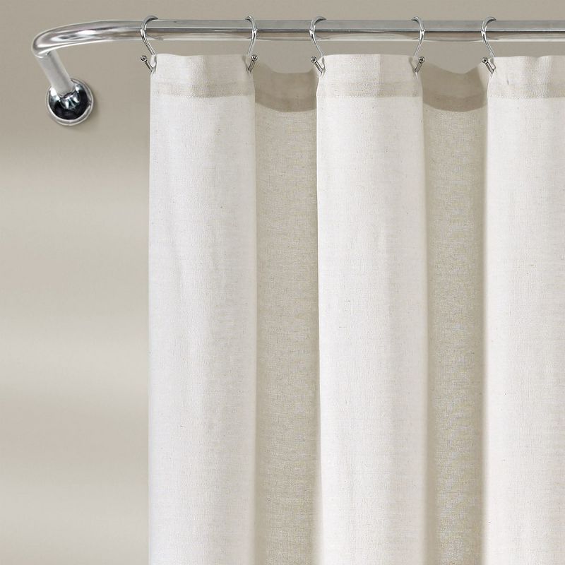 Linen Button Shower Curtain Off White Single 72X72, 3 of 4