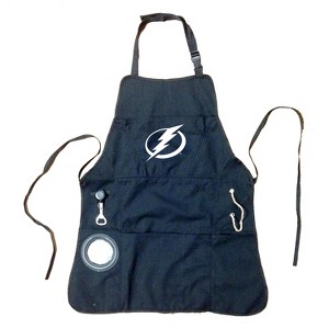 Evergreen Tampa Bay Lightning Black Grill Apron- 26 x 30 Inches Durable Cotton with Tool Pockets and Beverage Holder - 1 of 4