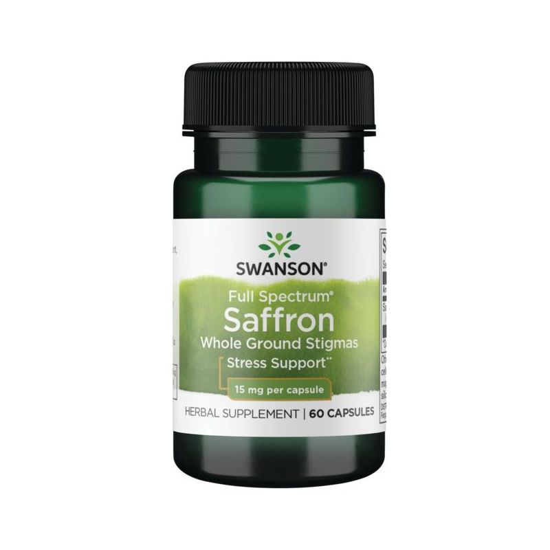 Swanson Herbal Supplements Full Spectrum Saffron Whole Ground Stigmas 15 mg Capsule 60ct, 1 of 3
