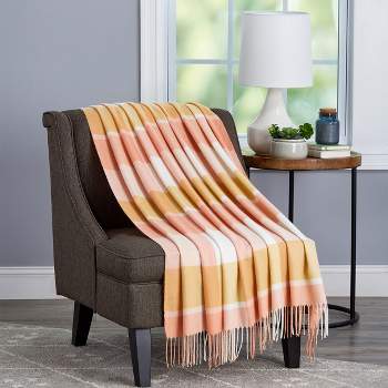 Soft Throw Blanket - Oversized, Luxuriously Fluffy, Vintage-Look and Cashmere-Like Woven Acrylic - Throws by Hastings Home (Desert Blush Plaid)
