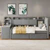 MAYEERTY Twin Size Upholstered Daybed, Drawers Shelves Flip Cabinets Side Table, Bedroom, Beige - 2 of 4