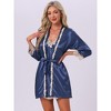 cheibear Women's Satin Silky Lounge Nightdress with Robe 2 Pcs Sleepwear Pajama Sets - image 2 of 4